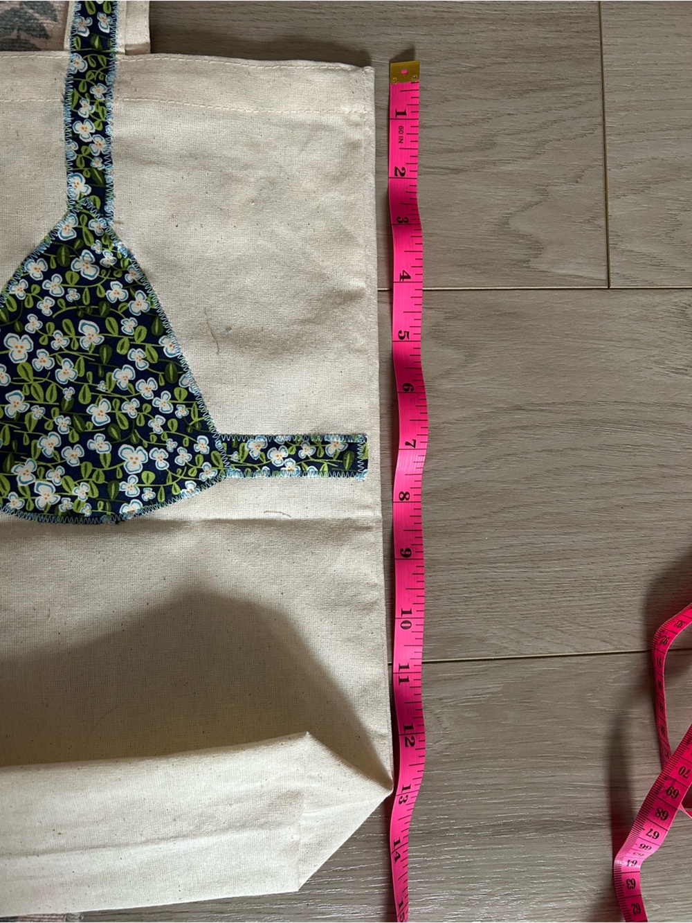 Canvas Tote with Floral Accent Straps - Navy & Green - Picture 3 of 3